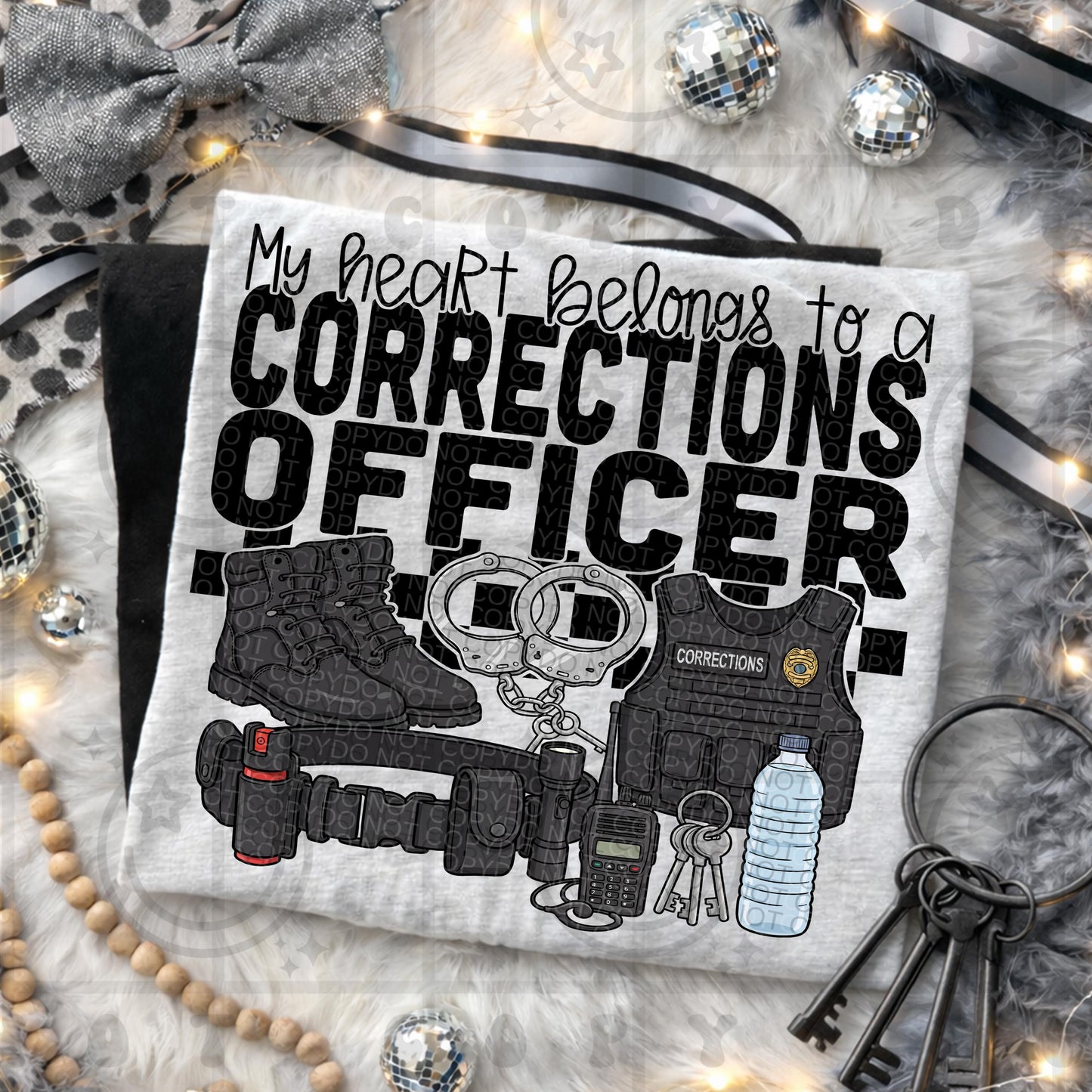 my heart belongs to a corrections, first responder, thin silver line, PNG Digital download