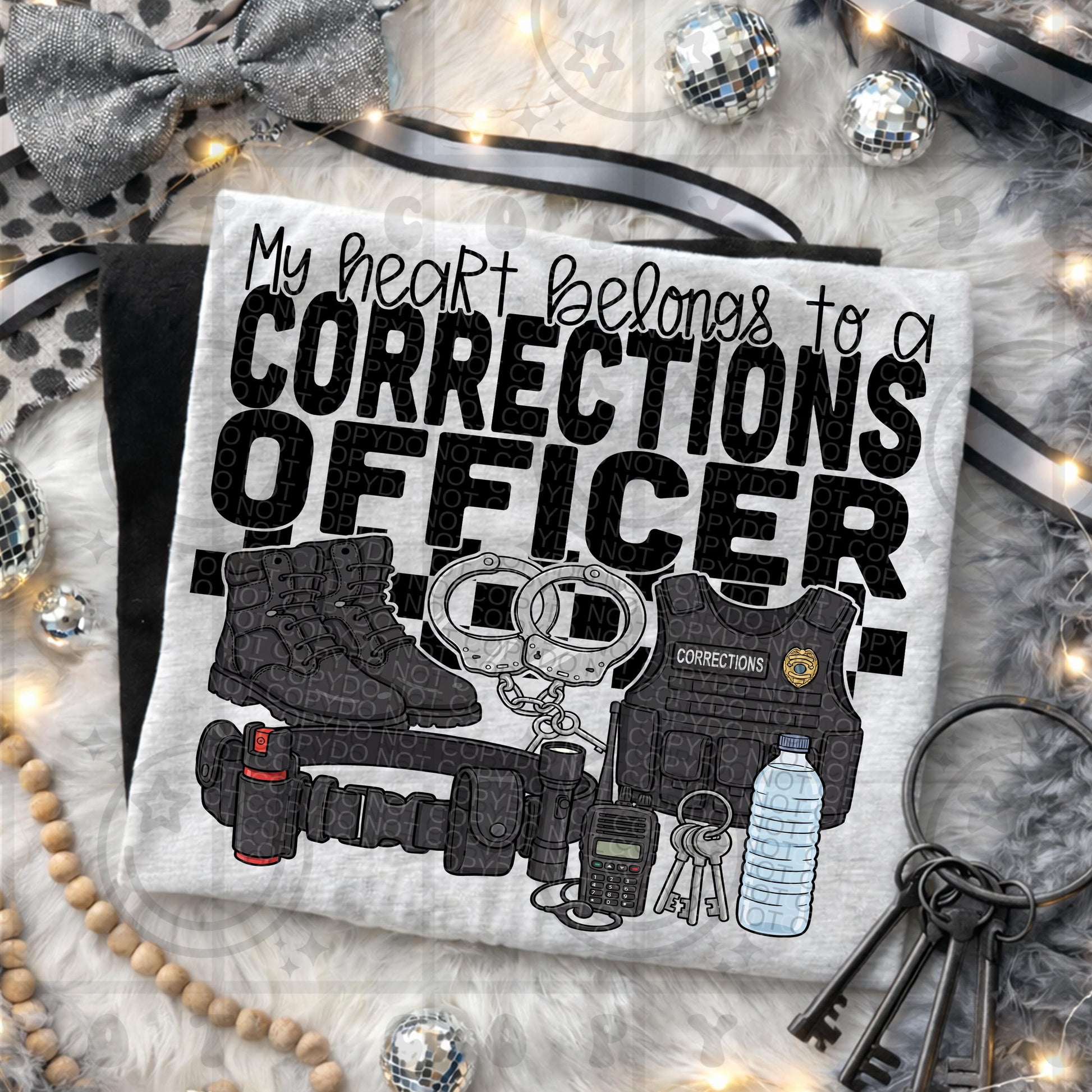 my heart belongs to a corrections, first responder, thin silver line, PNG Digital download