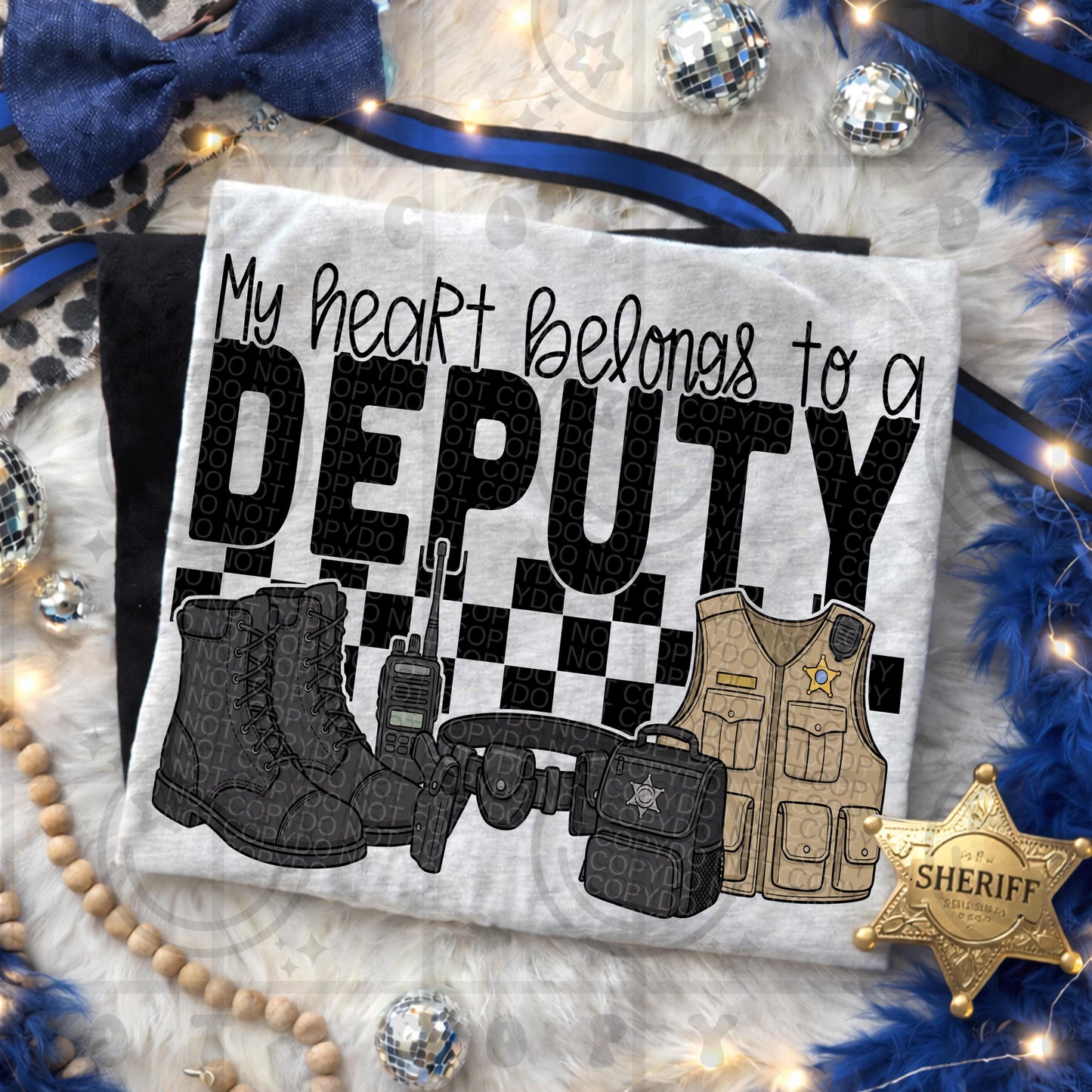 my heart belongs to a deputy, first responder, thin blue line, sheriff, PNG Digital download