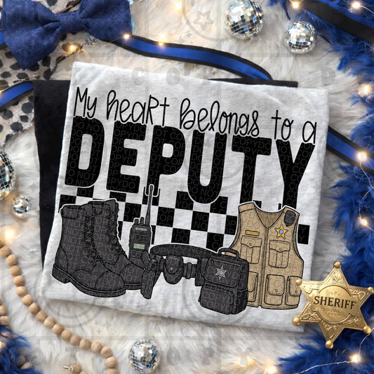 my heart belongs to a deputy, first responder, thin blue line, sheriff, PNG Digital download