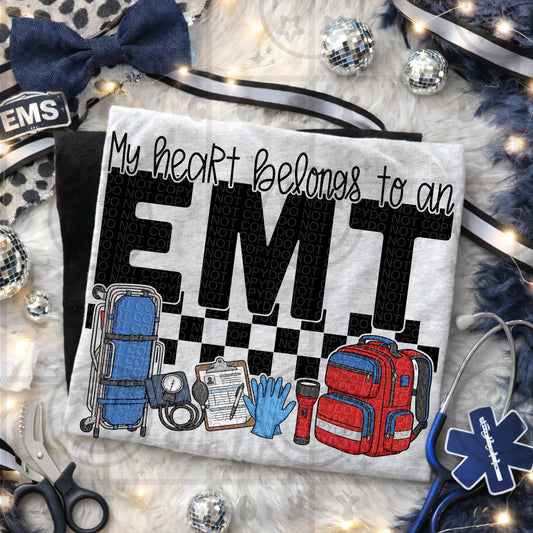 my heart belongs to an EMT, first responder, PNG Digital download