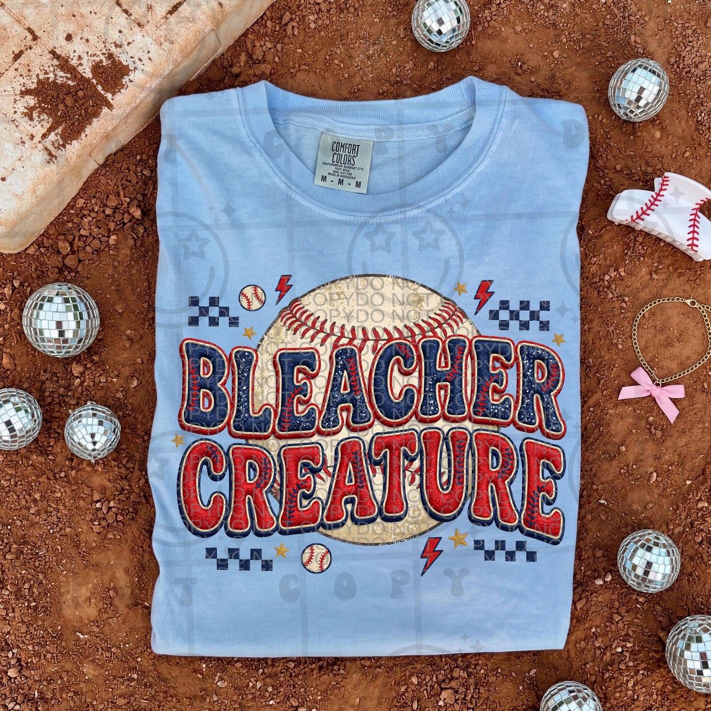 Bleacher creature baseball faux embroidery digital PNG digital download