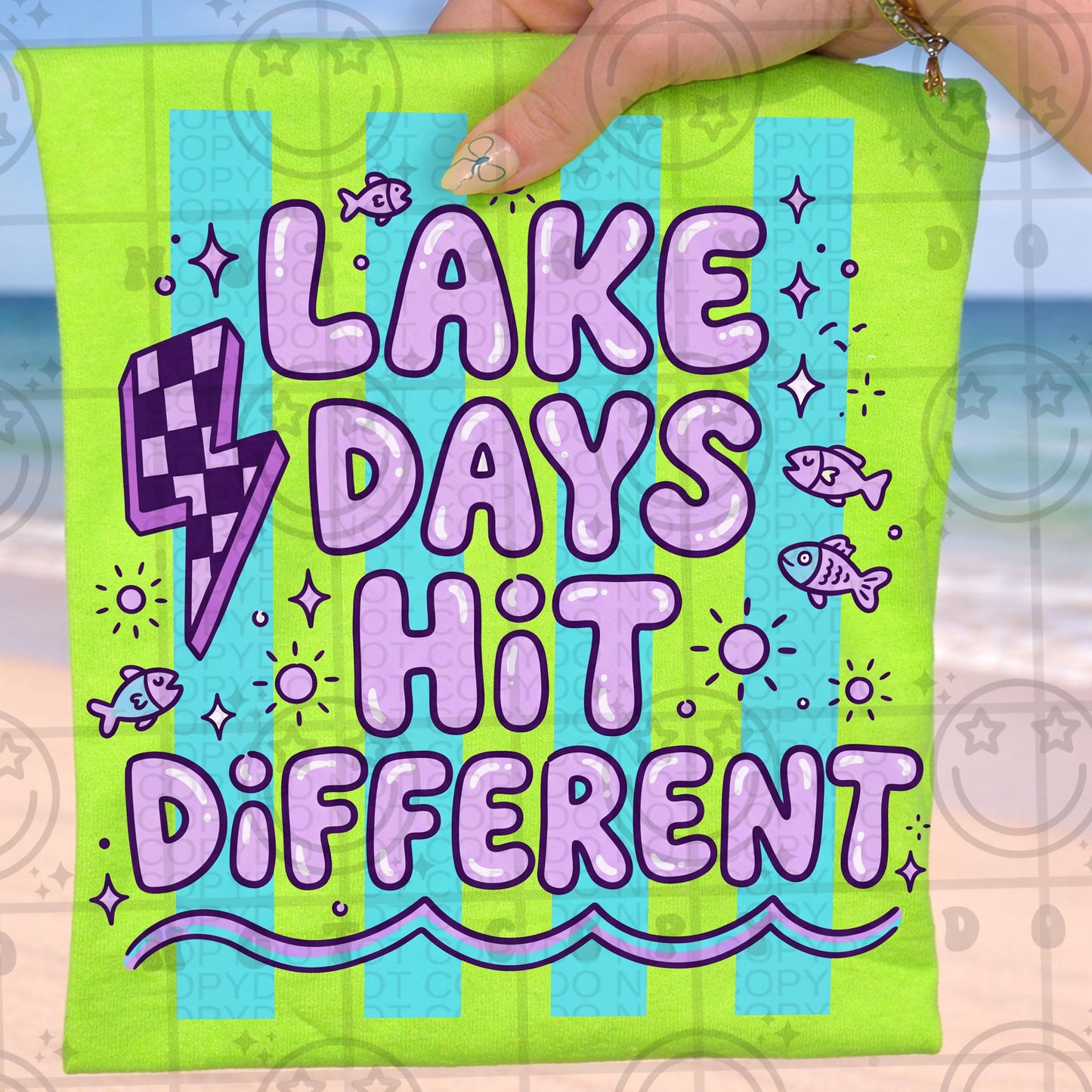 Lake Days hit different summer stripes PNG digital download