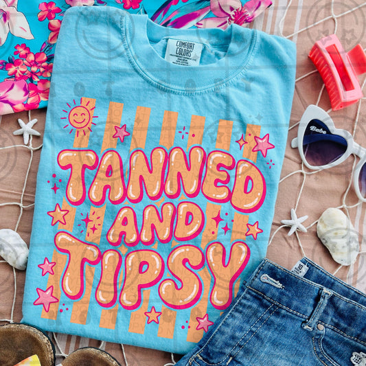 Tanned and tipsy summer PNG digital download