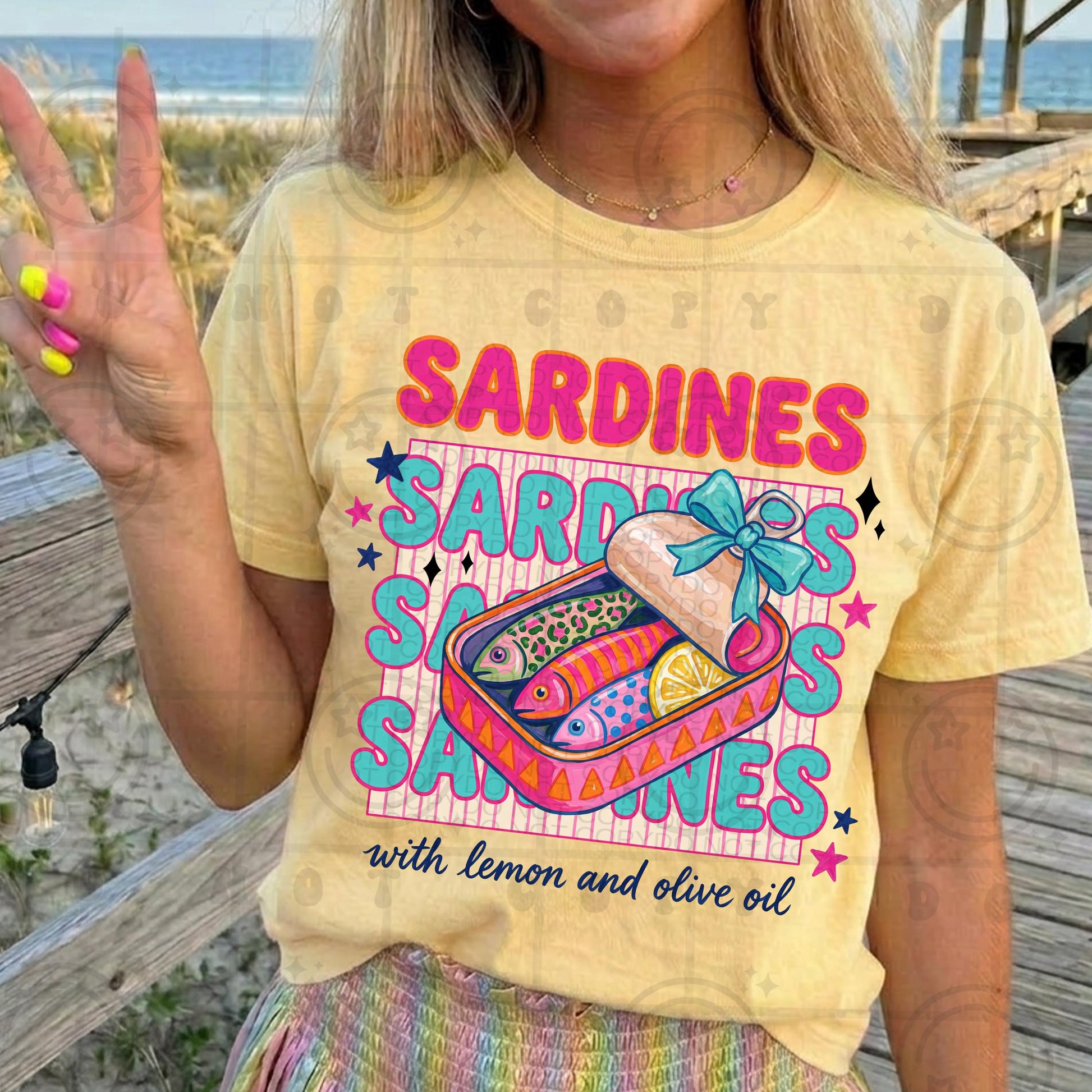 Sardines with lemon and olive oil preppy PNG digital download