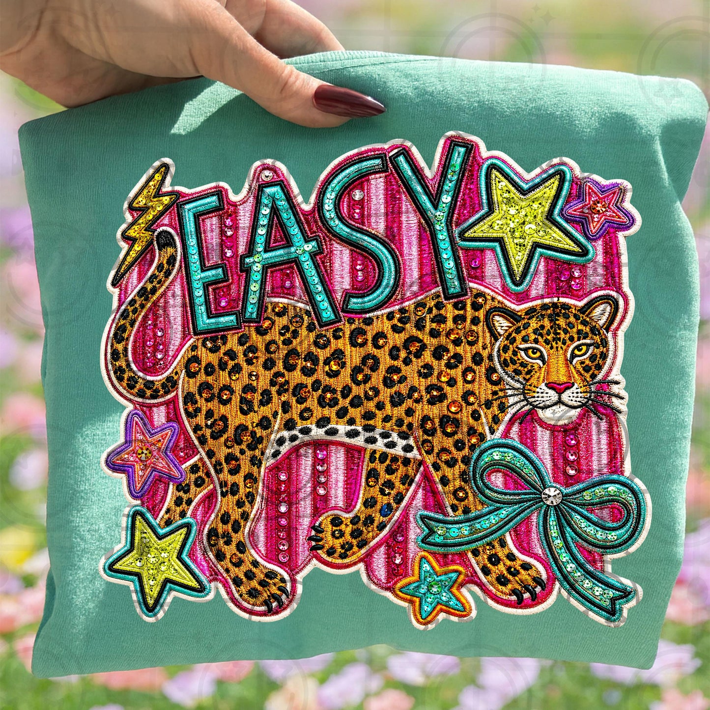 Easy Tiger Faux Embroidery digital patch PNG digital download