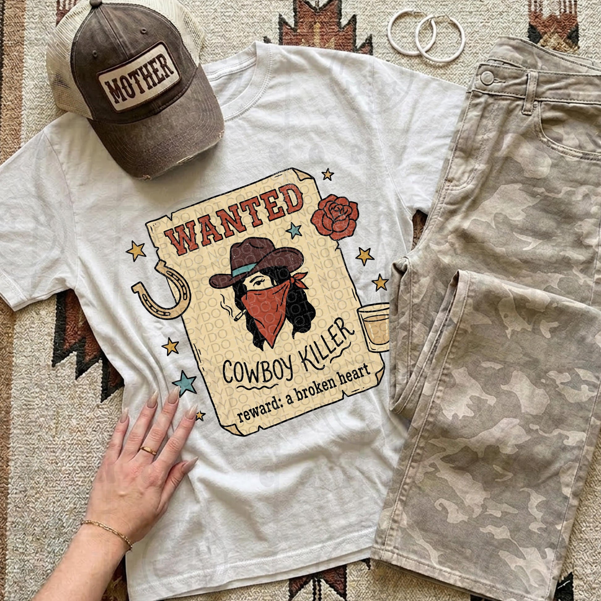 Wanted poster cowboy broken heart PNG digital download