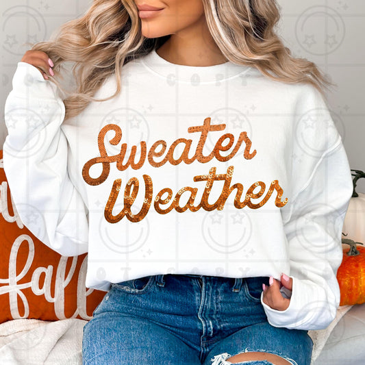 sweater weather fall faux embroidery faux sequin PNG digital download