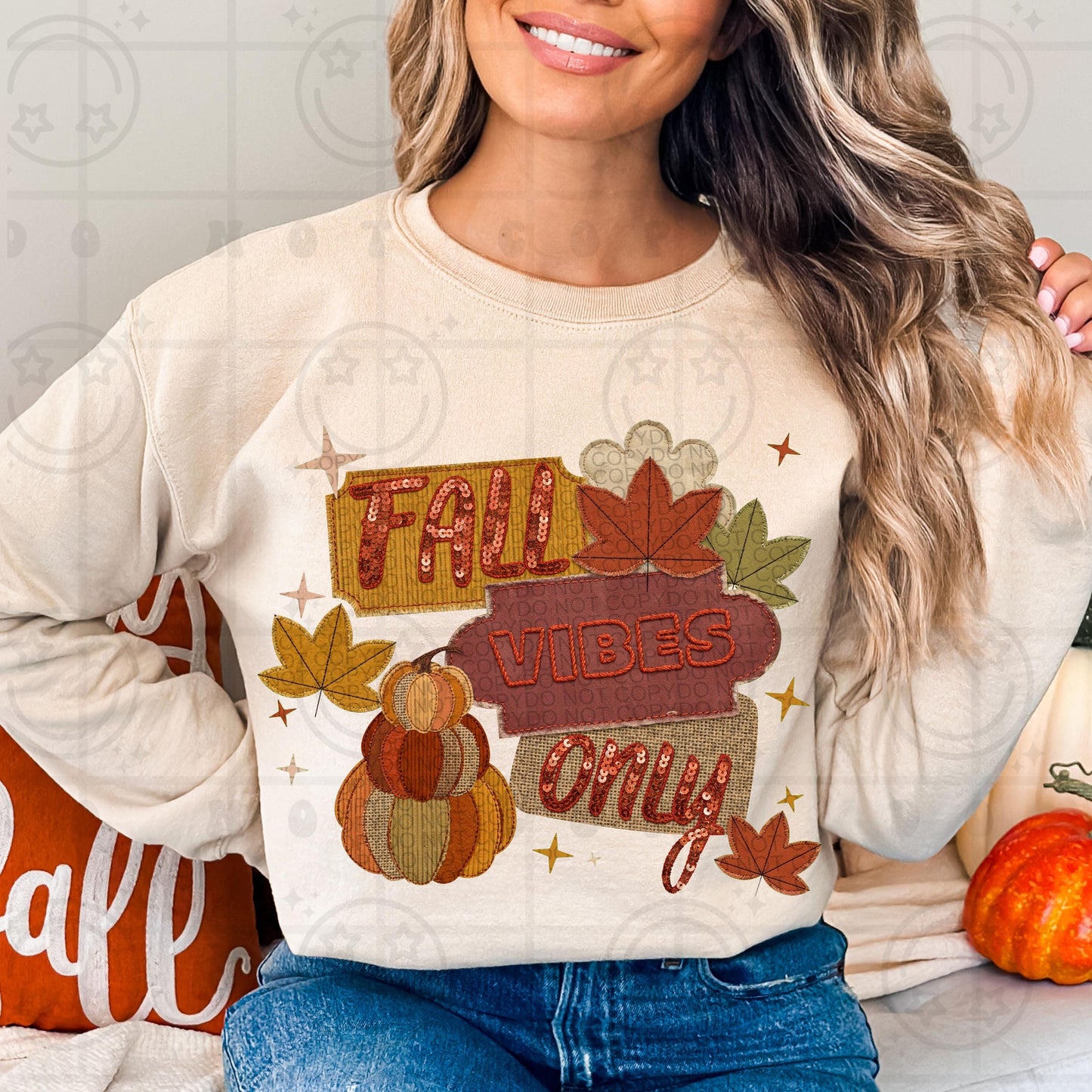 Fall vibes only, faux burlap sequin patchwork, autumn png, fall shirt png, faux embroidery PNG digital download