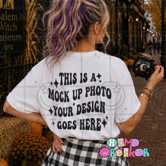 CC1717 white back of tshirt mock up, blank shirt photo, halloween, salem, witchy, digital download