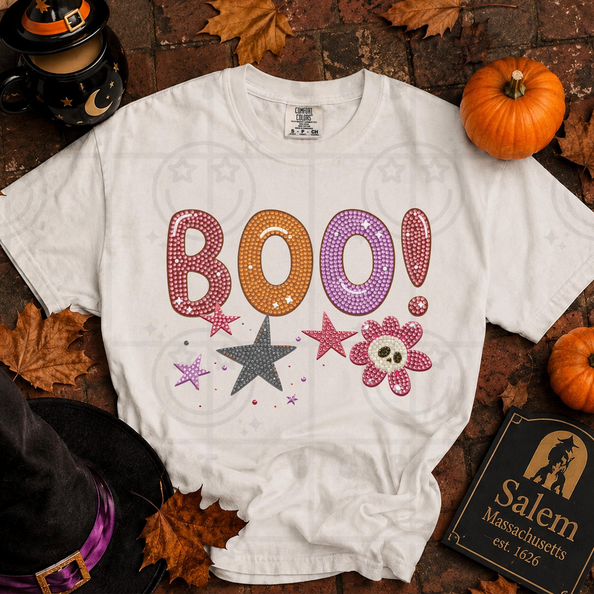 Boo faux rhinestone pastel halloween boo PNG digital download