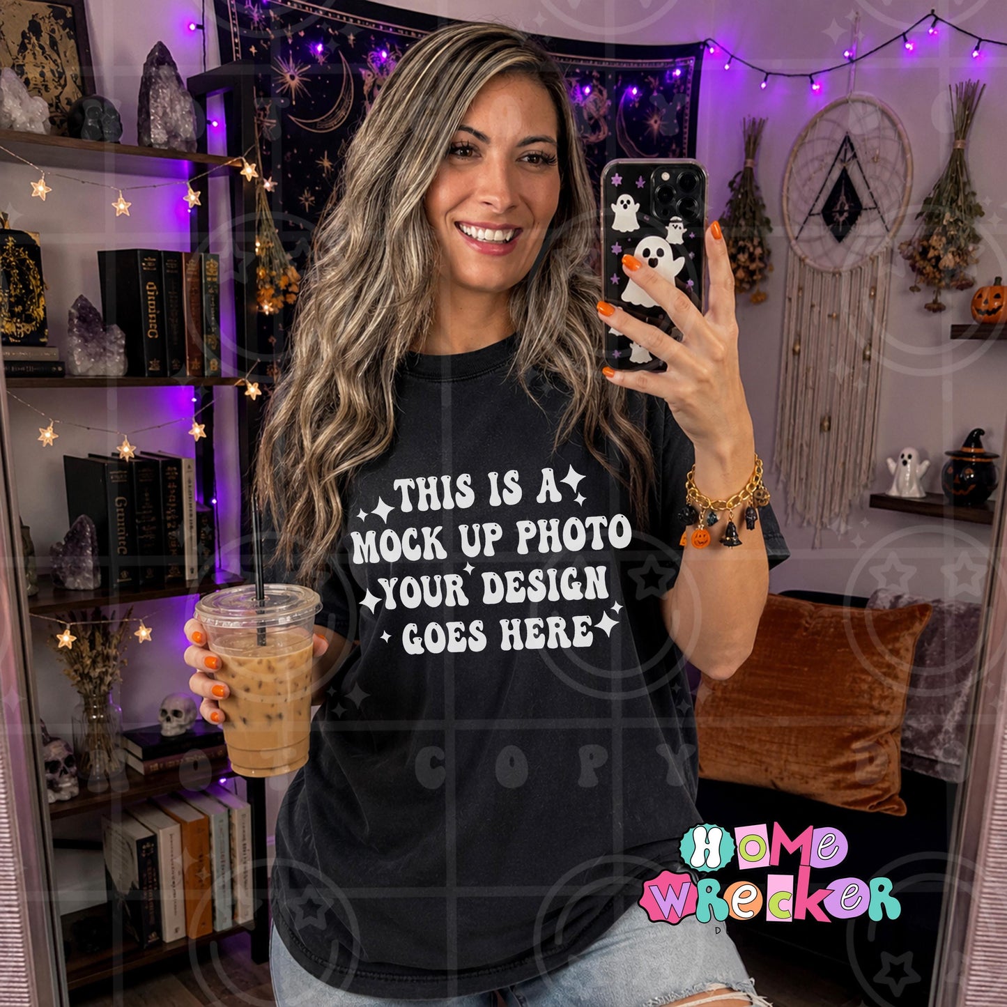 Halloween mock up, comfort colors, black, tshirt mock up, mirror selfie, digitial download