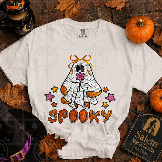 spooky ghost halloween faux sequin PNG digital download