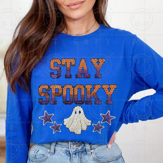 stay spooky faux sequin halloween ghost PNG digital download