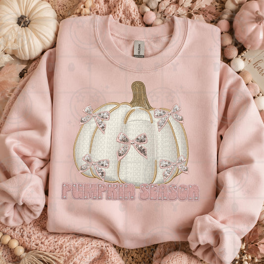 pumpkin season faux embroidery PNG digital download