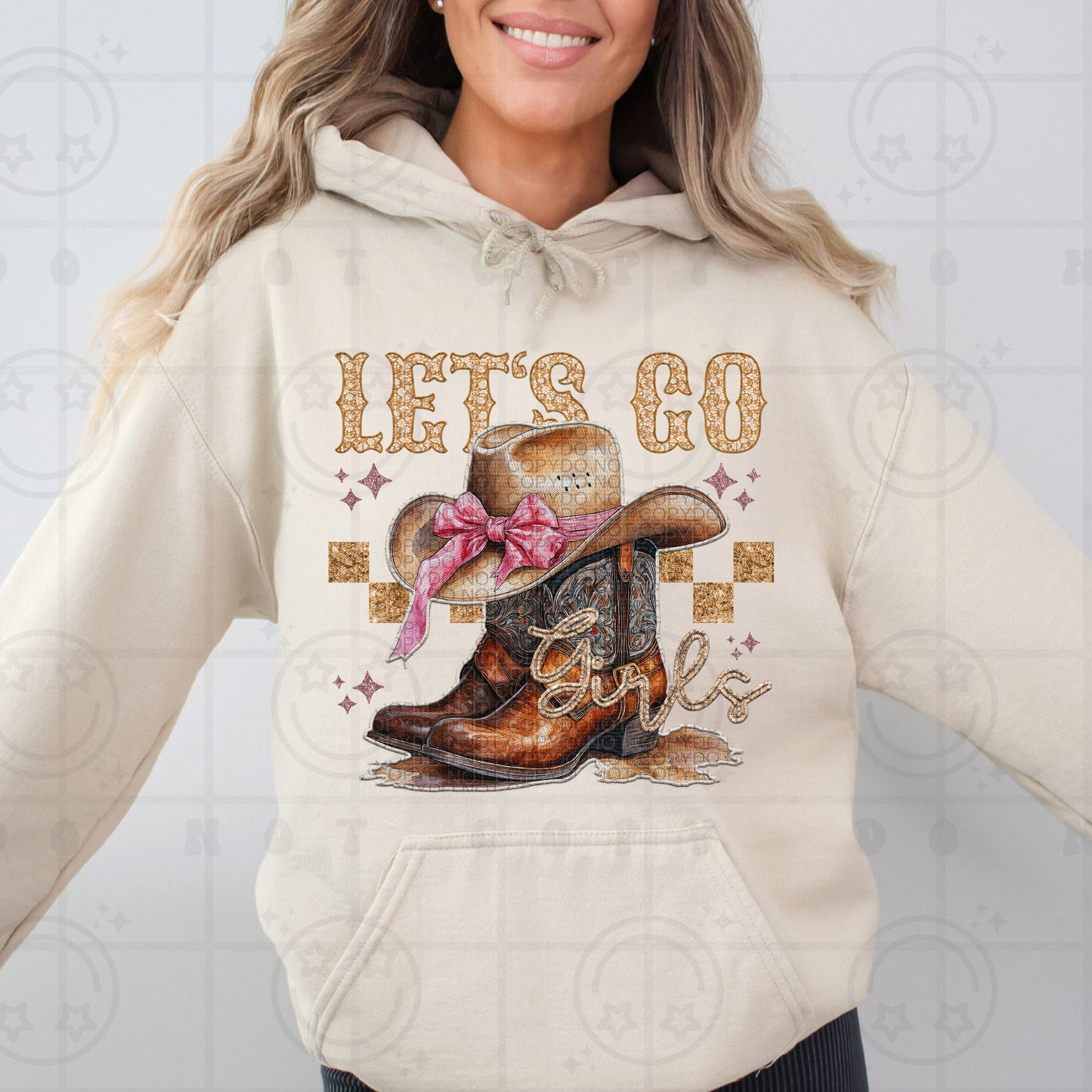 Let's Go Girls Faux Embroidery PNG