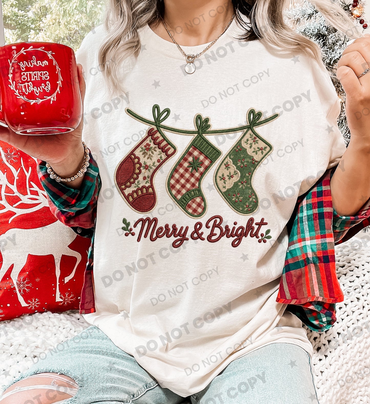 Merry and Bright patchwork PNG design from Homewrecker Design Shop