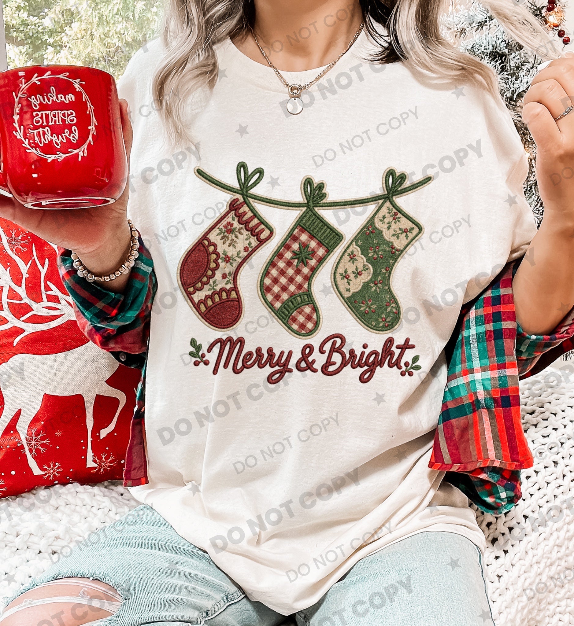 Merry and Bright patchwork PNG design from Homewrecker Design Shop