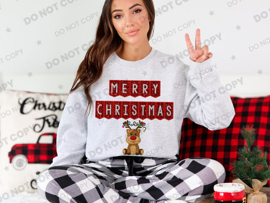 Merry Christmas reindeer faux sequin PNG design from Homewrecker Design Shop