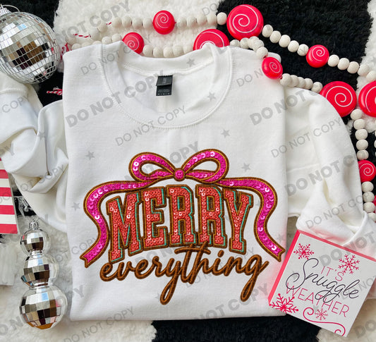 Merry Everything faux embroidery and sequin mix PNG design from Homewrecker Design Shop