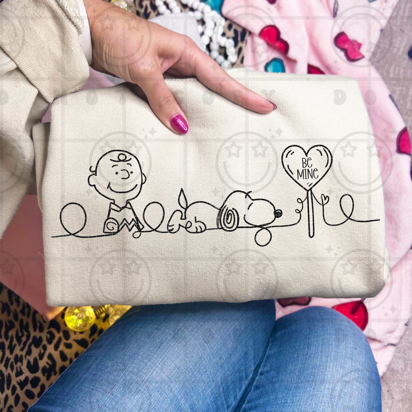 Be Mine Character Line Drawing PNG Digital Download