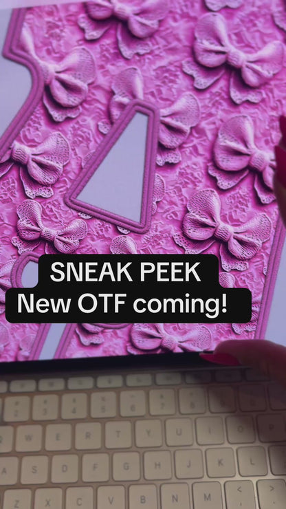 Faux Embroidery/Bow Block Letter Style | OTF FONT BUNDLE | 5 OTF FONT FILES