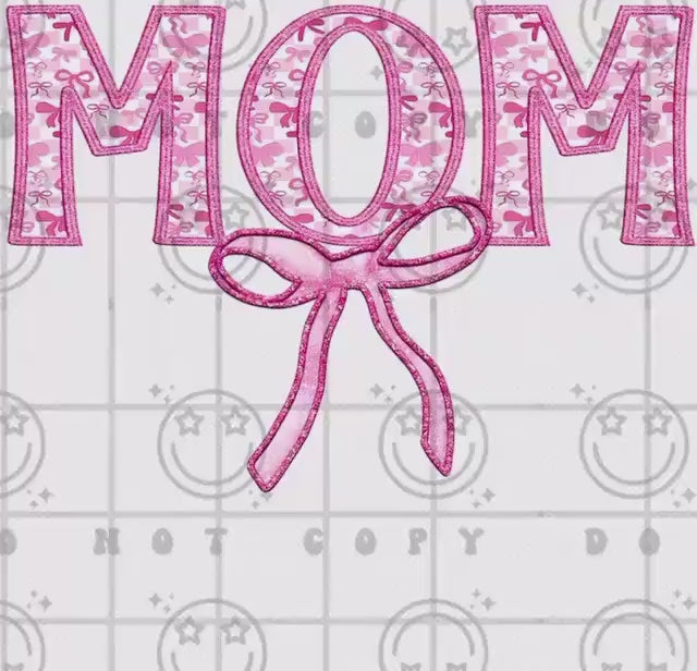 MOMMA | Checkered Retro Coquette Bow Design, Faux Embroidery, PNG design, digital Download for DTF printing, Sublimation Shirt Design