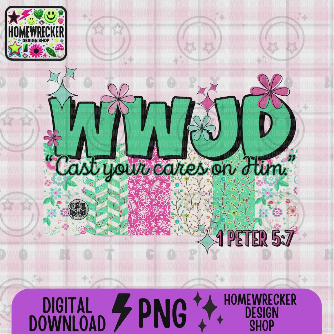 WWJD cast your cares on Him PNG Christian Sublimation Design Scripture Bible Verse png Retro Floral Jesus PNG Digital Download