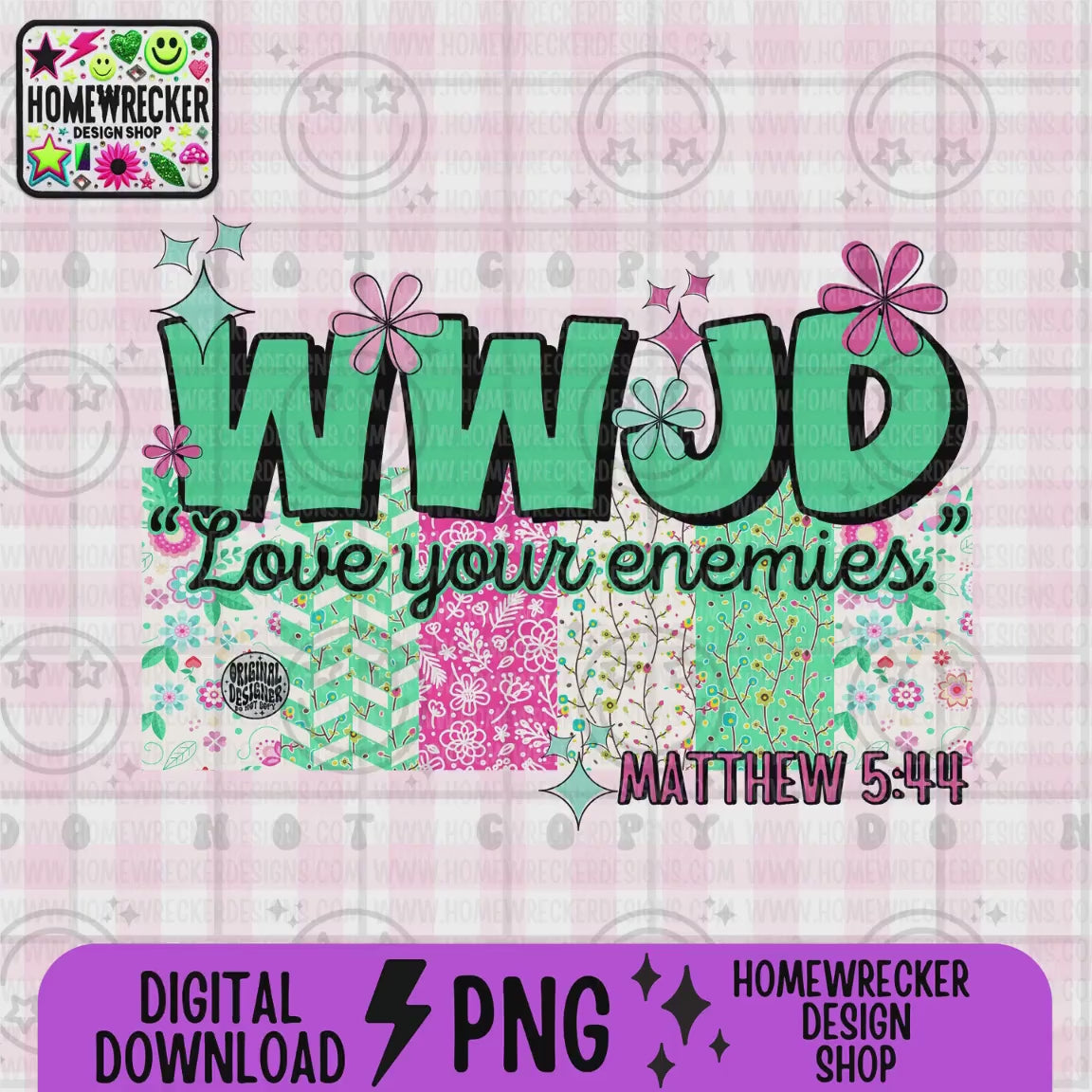 WWJD love your enemies PNG Christian Sublimation Design Scripture Bible Verse png Retro Floral Jesus PNG Digital Download