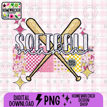 Retro Softball Name Patchwork PNG | Singles + Bundles
