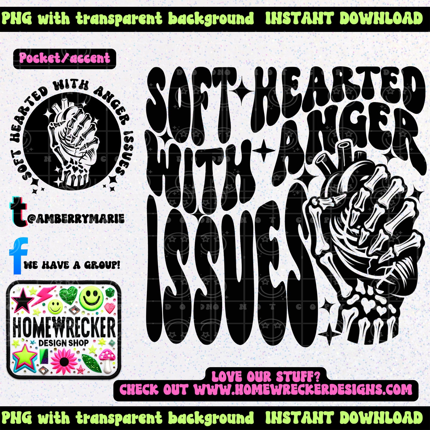 Soft Hearted with Anger Issues | Wavy Snarky PNG