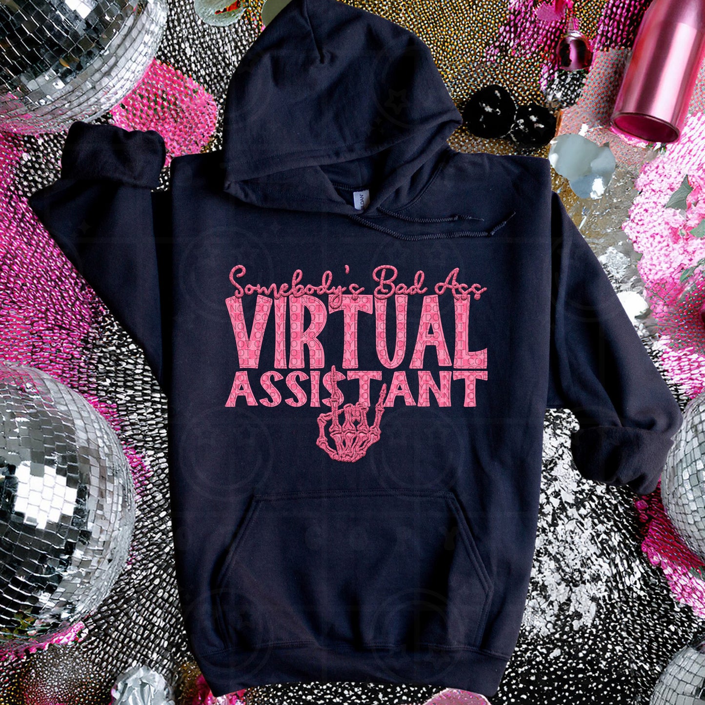 VIRTUAL ASSISTANT | Somebodys Bad Ass Name Design, Family Names, printable faux embroidery, Snarky png