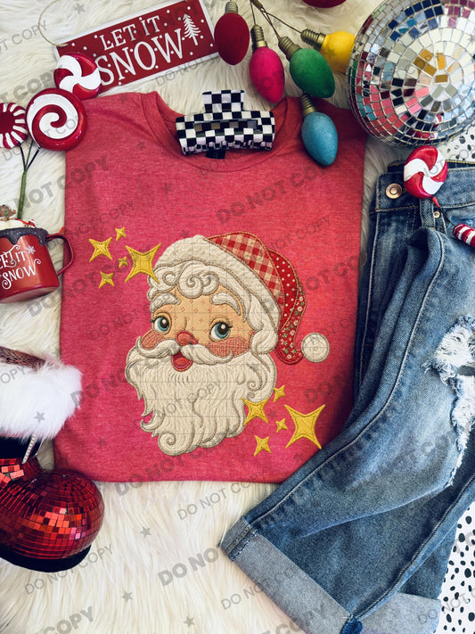 Vintage Santa patchwork PNG design from Homewrecker Design Shop