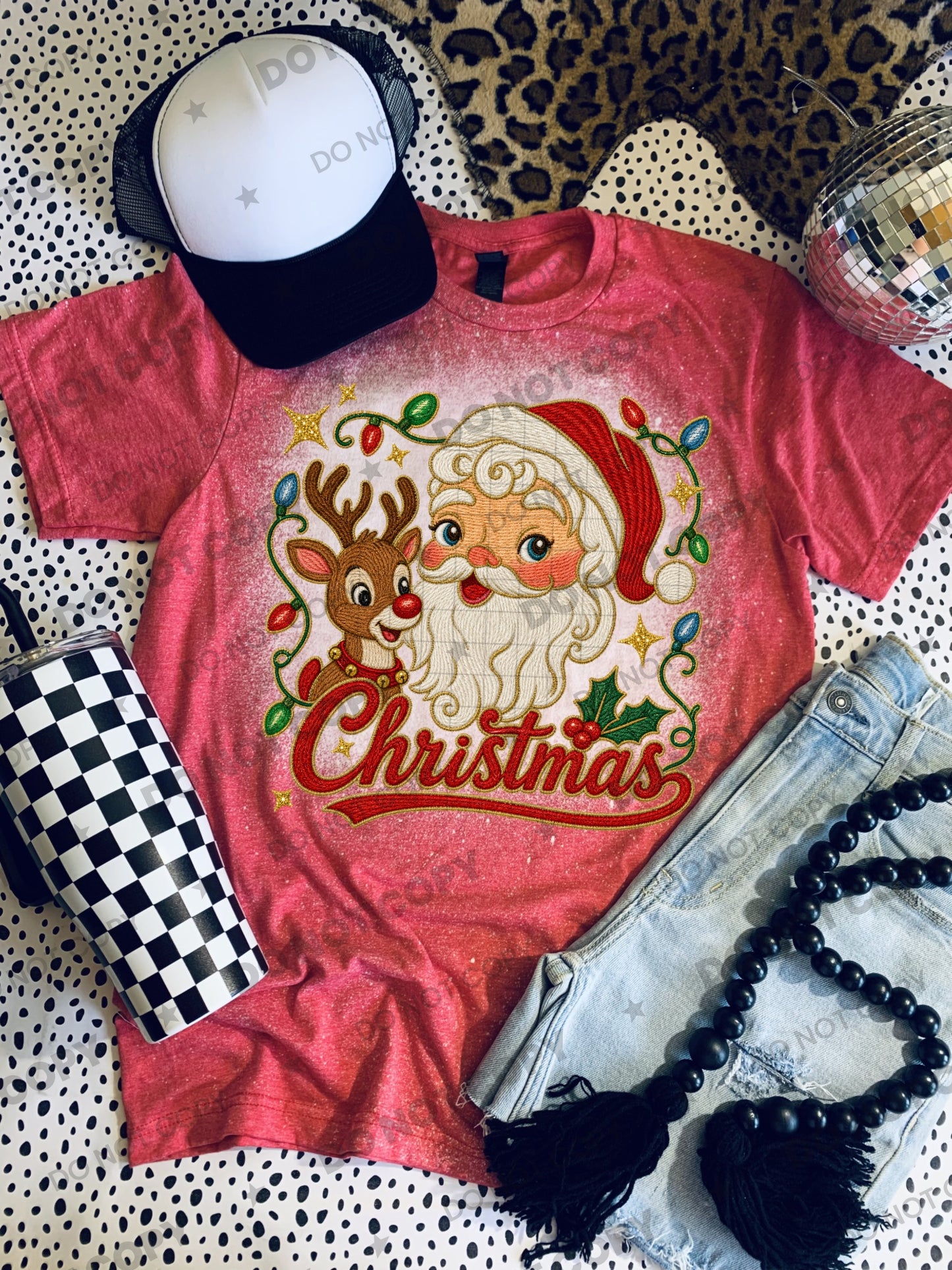 Vintage Santa and Rudolph PNG design from Homewrecker Design Shop