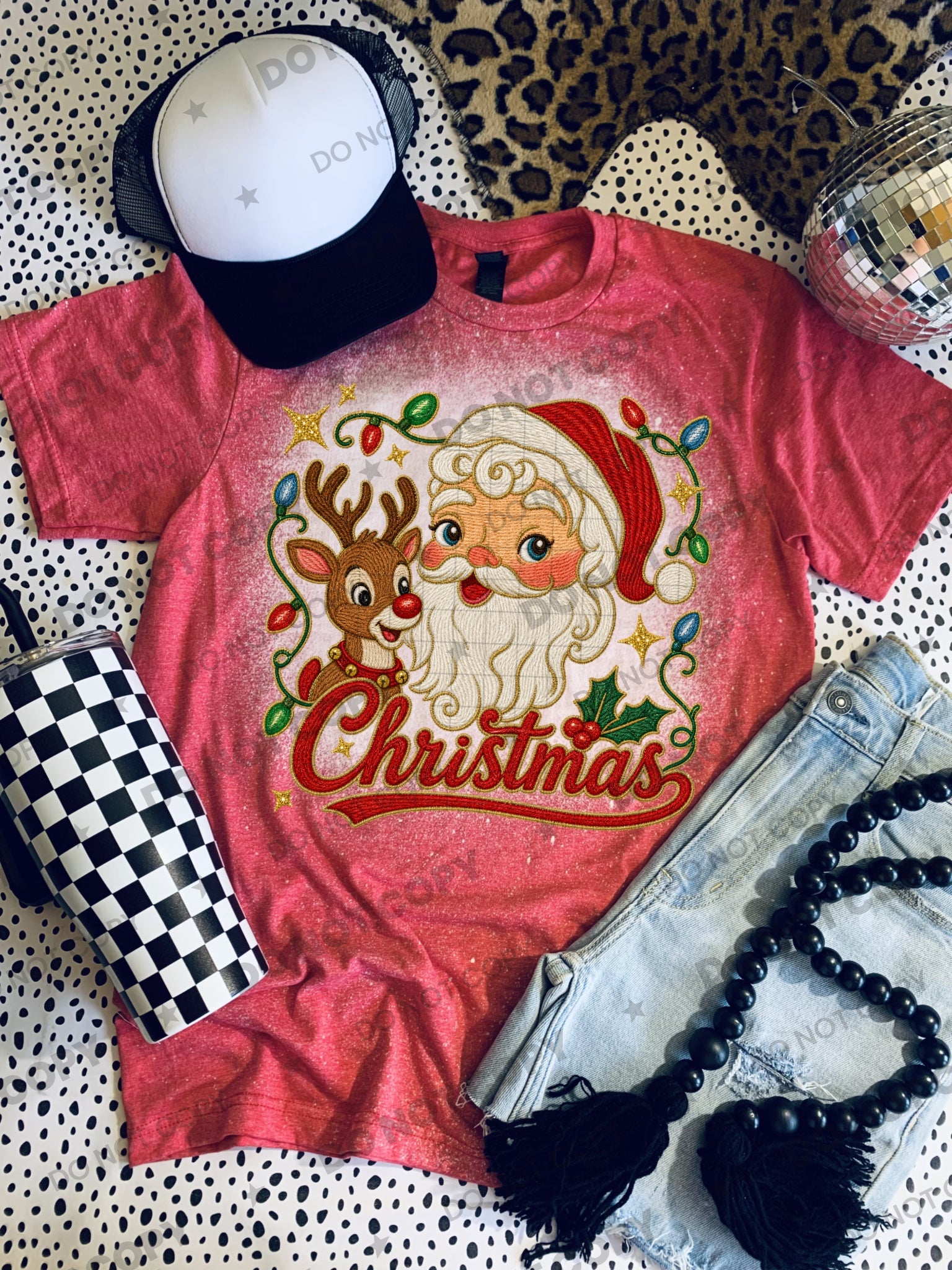Vintage Santa and Rudolph PNG design from Homewrecker Design Shop