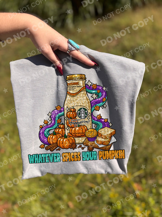 Whatever Spices Your Pumpkin PNG design, Faux Sequin, digital download
